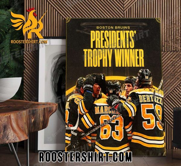 Congratulation Boston Bruins Presidents Trophy Winner NHL Poster Canvas