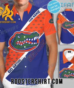 Custom Name Florida Gators Hawaiian Shirt Blue Orange Logo Pattern Gift For Gators Fans