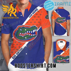 Custom Name Florida Gators Hawaiian Shirt Blue Orange Logo Pattern Gift For Gators Fans