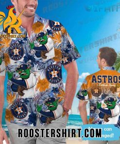 Custom Name Mascot Hibiscus Palm Leaf Houston Astros Hawaiian Shirt