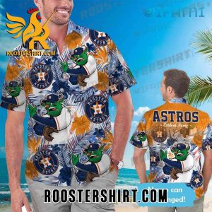 Custom Name Mascot Hibiscus Palm Leaf Houston Astros Hawaiian Shirt