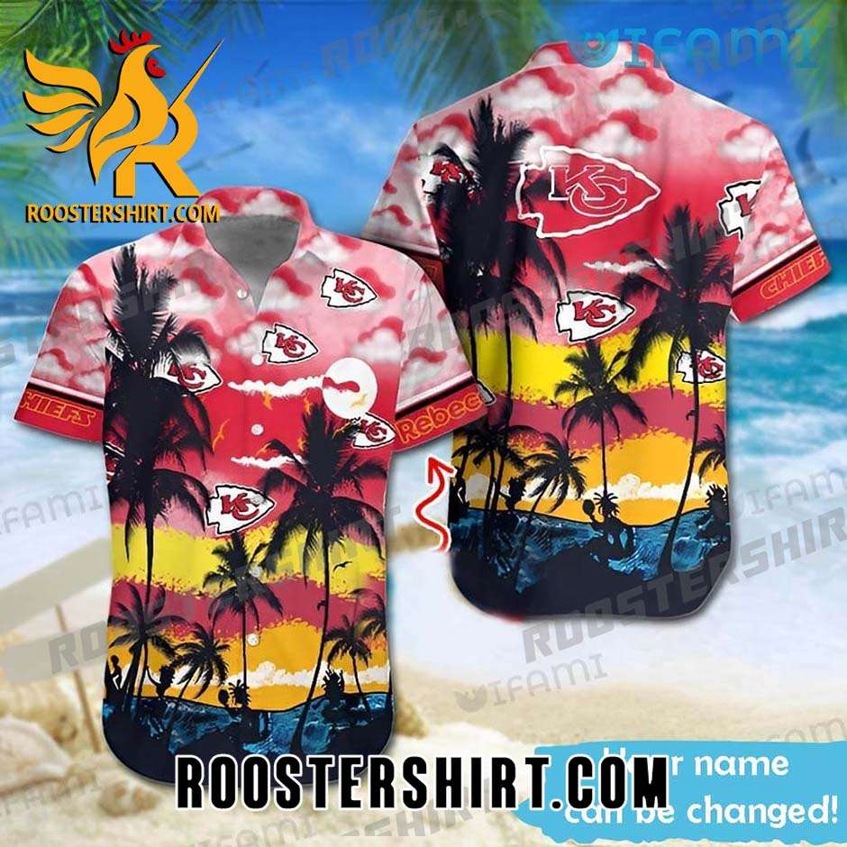 Custom Name Number Cloud Beach Coconut Kansas City Chiefs Hawaiian Shirt