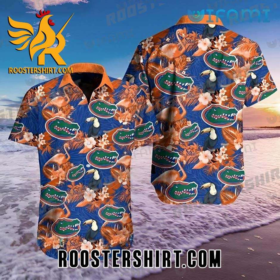 Florida Gators Hawaiian Shirt Flamingo Parrot Logo Gift For Gators Fans
