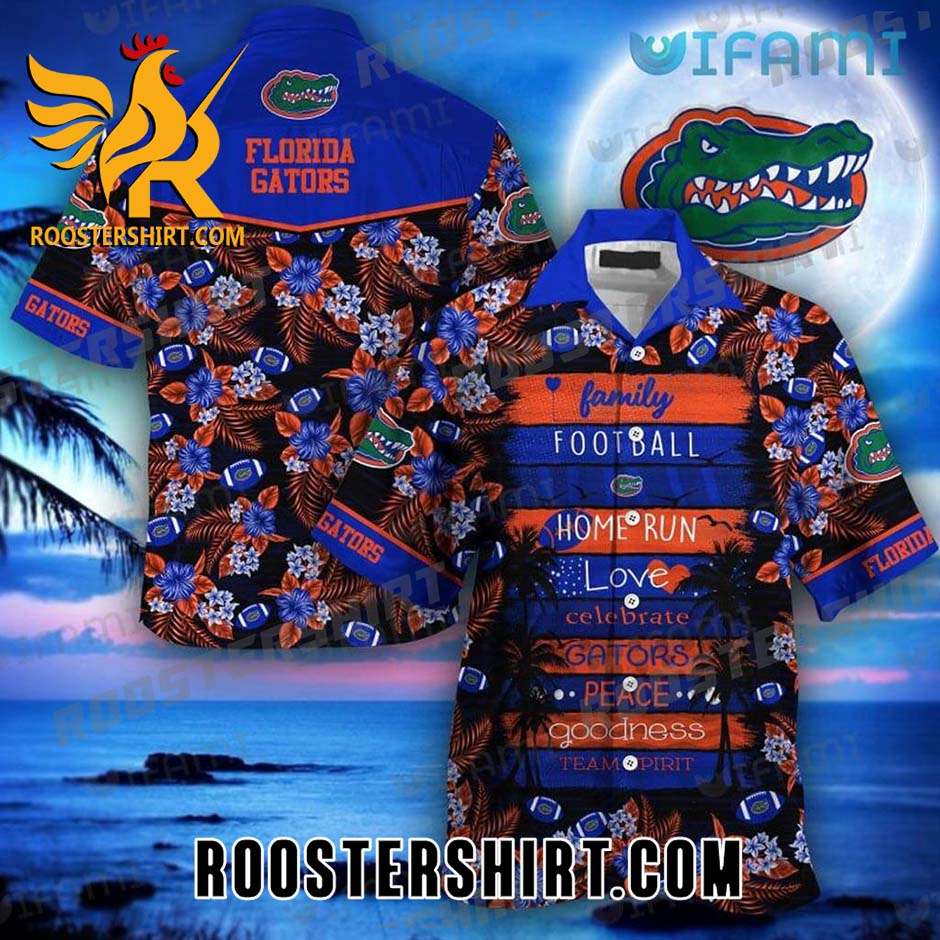 Florida Gators Hawaiian Shirt Football Love Peace Hibiscus Pattern Gift For Gators Fans
