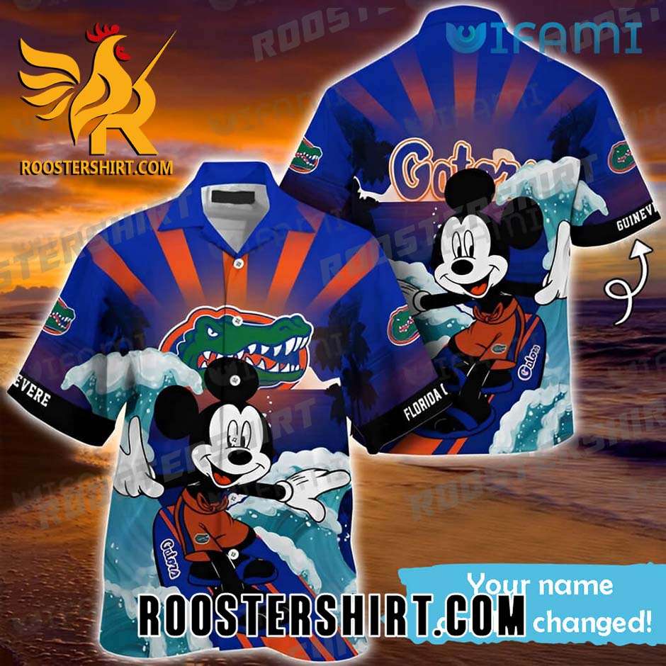 Florida Gators Hawaiian Shirt Mickey Mouse Surfing Custom Name Gift For Gators Fans