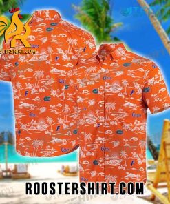 Florida Gators Hawaiian Shirt Orange Beach Tropical Leaves Gift For Gators Fans