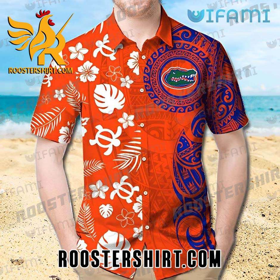 Florida Gators Hawaiian Shirt Polynesian Pattern Turtle Tropical Leaf Gift For Gators Fans