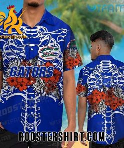 Florida Gators Hawaiian Shirt Shirt Skeleton Hibiscus Palm Leaf Gift For Gators Fans