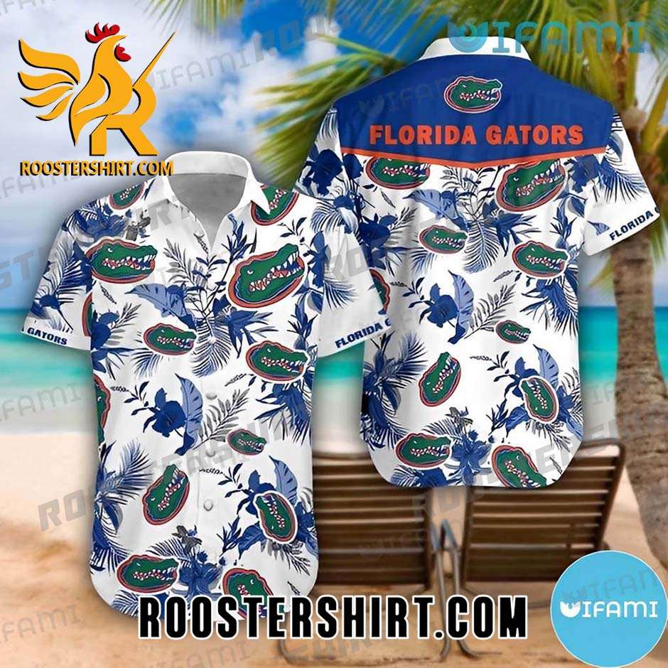 Florida Gators Hawaiian Shirt Tropical Leaves Pattern Logo Gift For Gators Fans