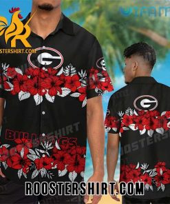 Georgia Bulldogs Hawaiian Shirt Red Hibiscus Gift For Georgia Fans