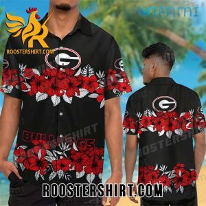 Georgia Bulldogs Hawaiian Shirt Red Hibiscus Gift For Georgia Fans
