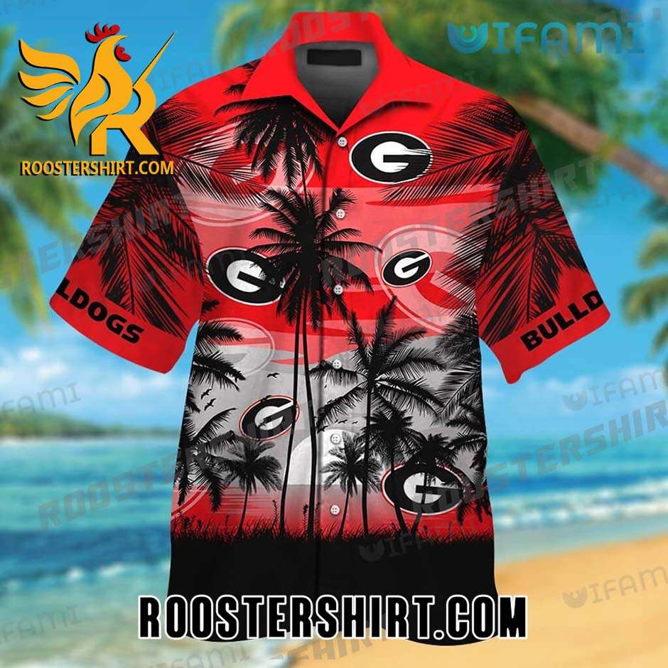Georgia Bulldogs Hawaiian Shirt Sunset Coconut Tree Gift For Georgia Fans