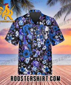 Happy Summer Tropical Flower Blue Skull Hawaiian Shirt