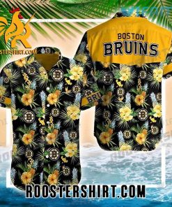Hello Summer Pineapple Tropical Flower Boston Bruins Hawaiian Shirt