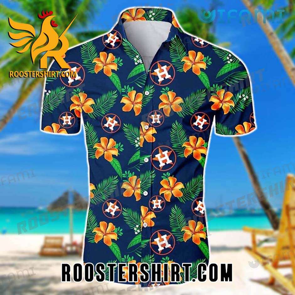 Houston Astros Hawaiian Shirt Hibiscus Palm Leaf Flower Astros Gift For Family