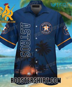Houston Astros Sunset Beach Coconut Tree Hawaiian Shirt