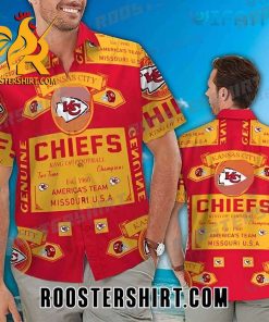 KC Chiefs Budweiser Label Kansas City Chiefs Hawaiian Shirt And Shorts