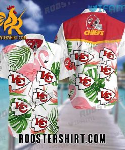 KC Chiefs Flamingo Palm Leaf Kansas City Chiefs Hawaiian Shirt And Shorts