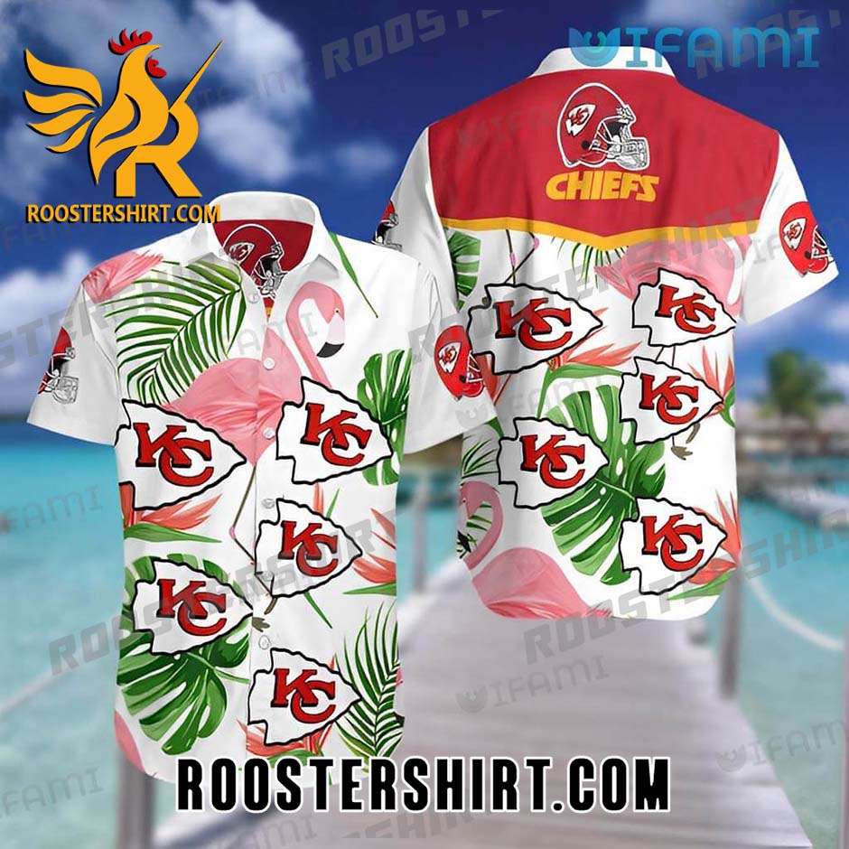 KC Chiefs Flamingo Palm Leaf Kansas City Chiefs Hawaiian Shirt And Shorts