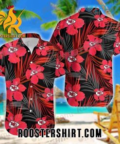 KC Chiefs Hawaiian Shirt Big Hibiscus Palm Leaf Style