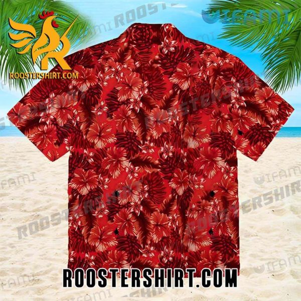 KC Chiefs Red Hibiscus Palm Leaf Kansas City Chiefs Hawaiian Shirt