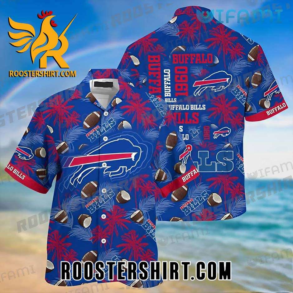 Limited Edition Buffalo Bills Hawaiian Shirt Football Pattern Palm Leaf For Bills Fans