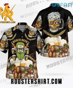 Limited Edition Busch Light Hawaiian Shirt Busch Beer Skull For Beer Fans
