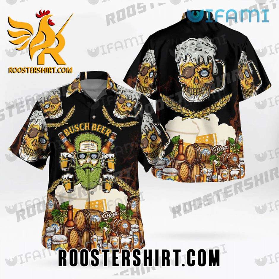 Limited Edition Busch Light Hawaiian Shirt Busch Beer Skull For Beer Fans