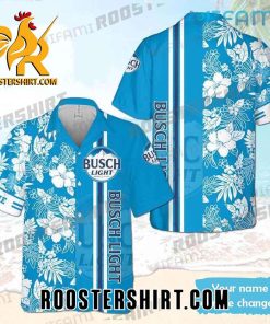Limited Edition Busch Light Hawaiian Shirt Hibiscus Custom Name For Beer Fans