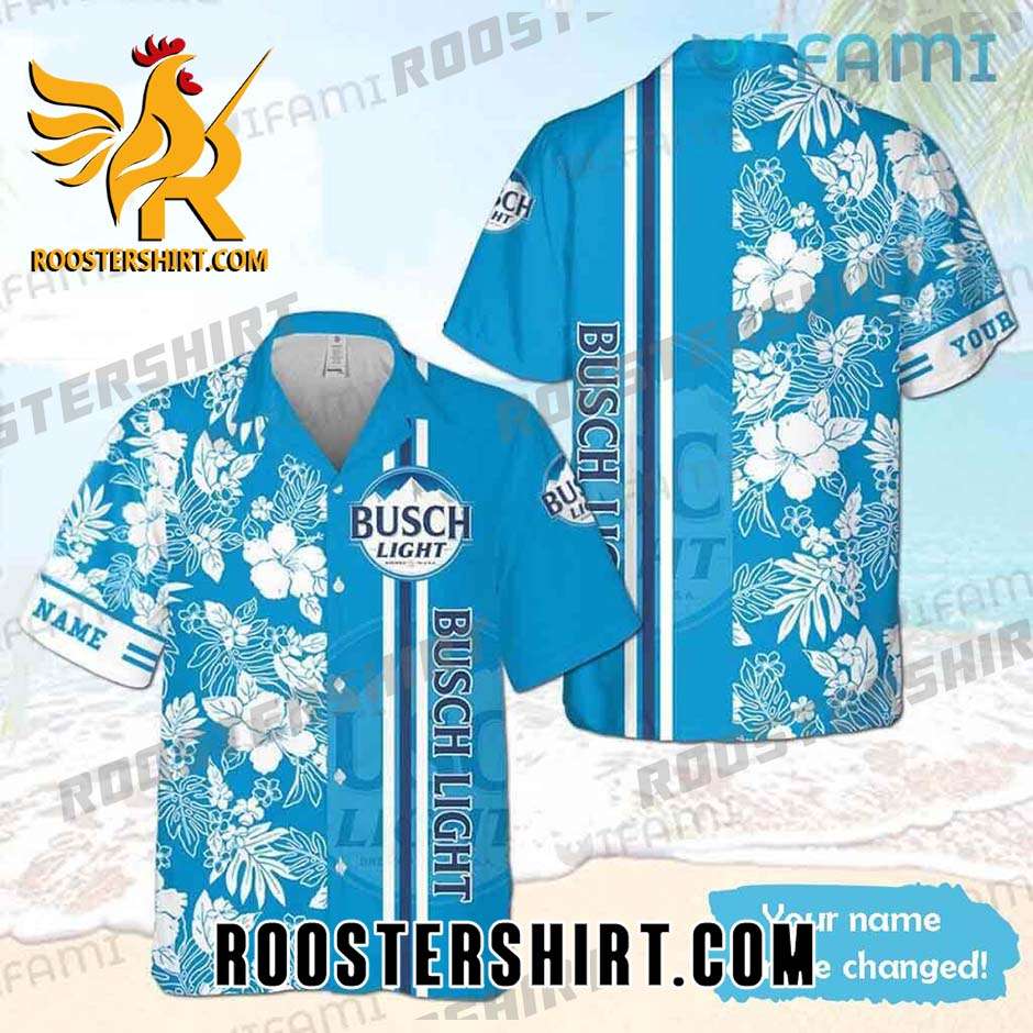 Limited Edition Busch Light Hawaiian Shirt Hibiscus Custom Name For Beer Fans