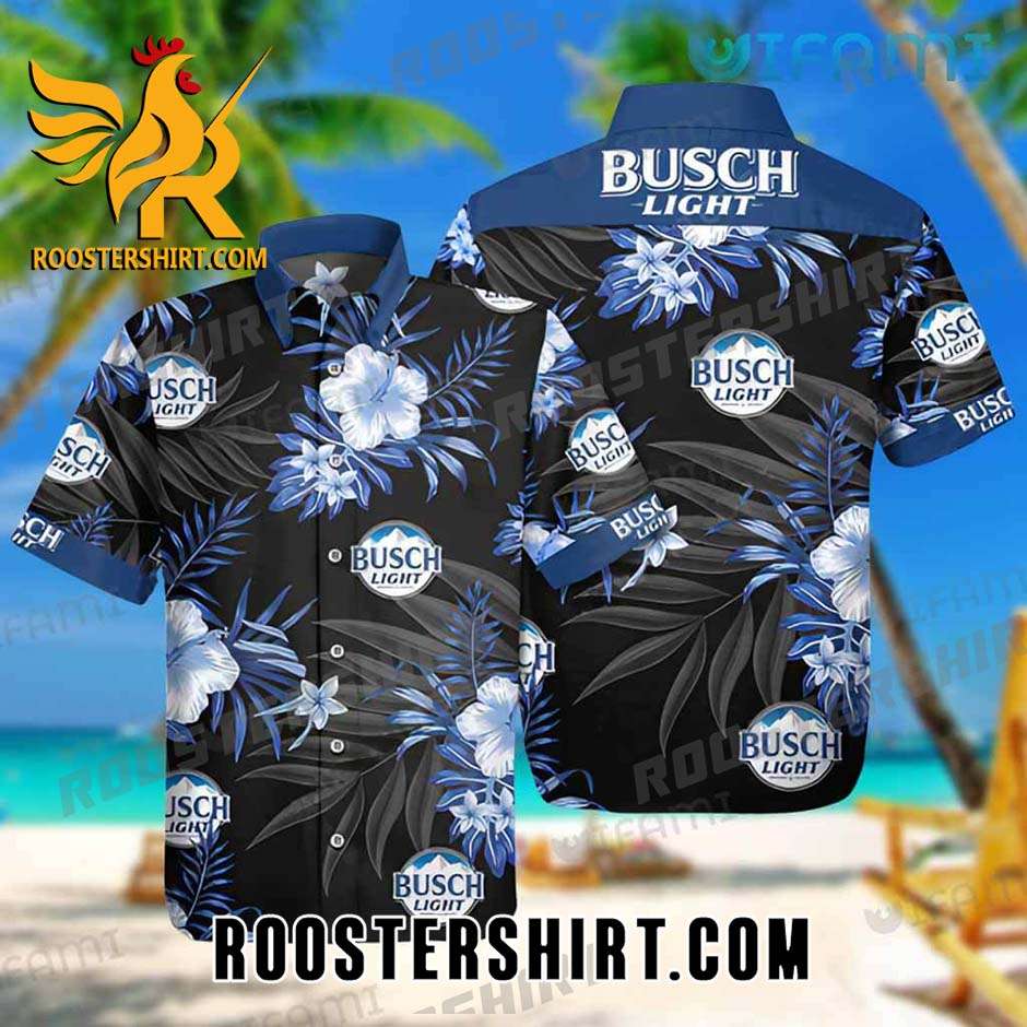 Limited Edition Busch Light Hawaiian Shirt Purple Hibiscus Flower For Beer Fans