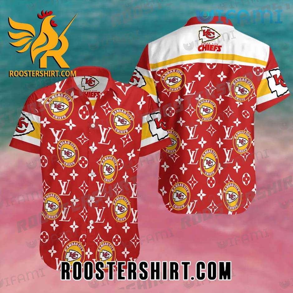 Louis Vuitton LV Pattern Kansas City Chiefs Logo Hawaiian Shirt And Shorts