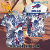 NFL Buffalo Bills Hawaiian Shirt Big Palm Leaves Pink Hibiscus For Bills Fans
