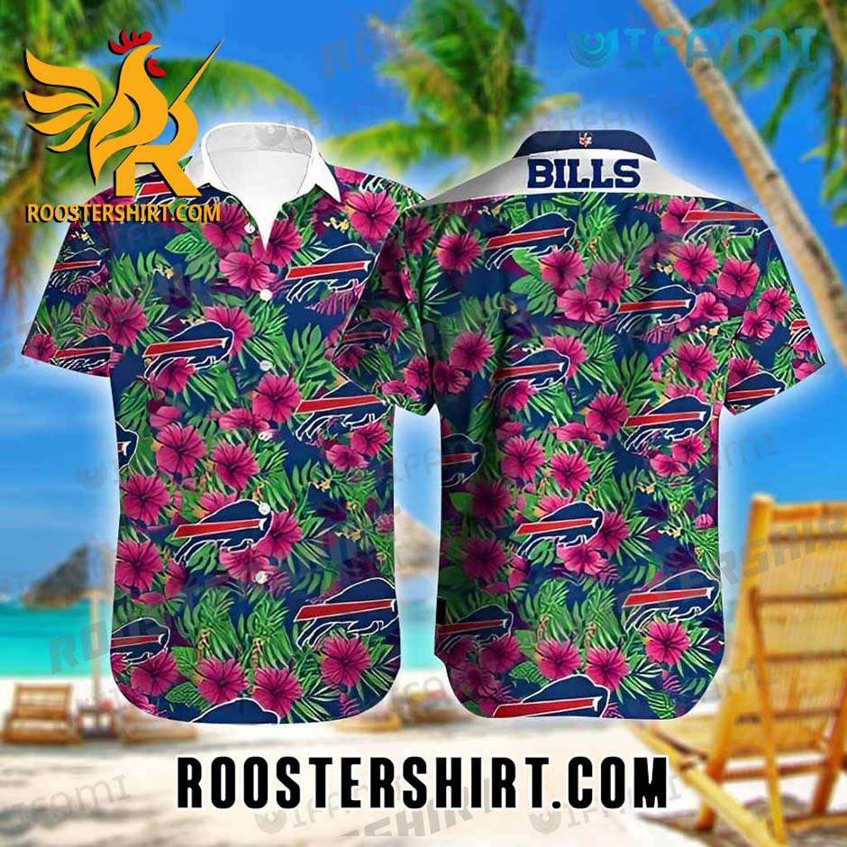 NFL Buffalo Bills Hawaiian Shirt Hibiscus Pattern Pink Blue For Bills Fans
