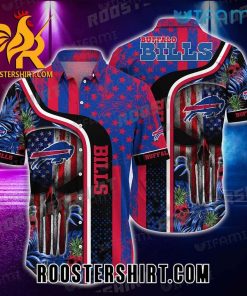 Official Buffalo Bills Hawaiian Shirt Punisher Skull Usa Flag For Bills Fans