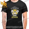 Official Never Underestimate A Woman Who Understands Ice Hockey And Love Michigan Wolverines 2023 T-Shirt