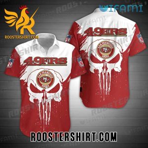 Punisher Skull White And Red San Francisco 49ers Hawaiian Shirt