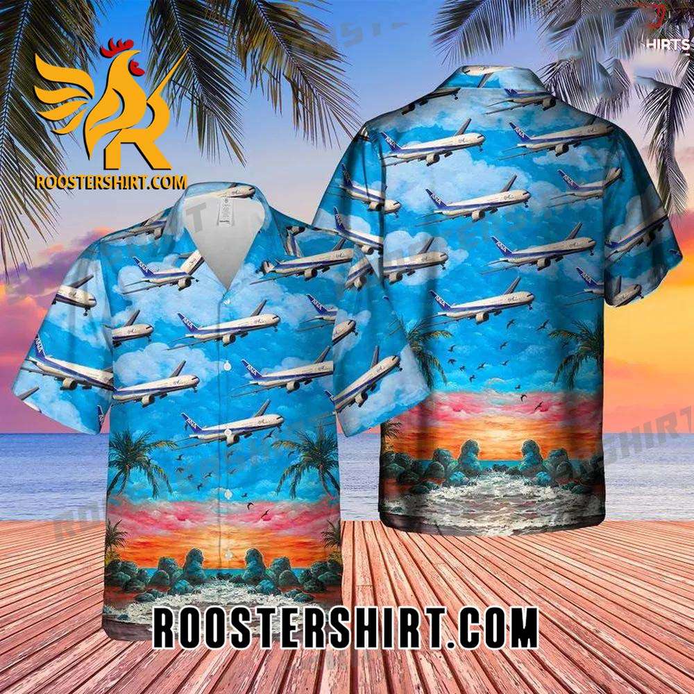 Quality All Nippon Airways Boeing 777-381er Button Up Hawaiian Shirt