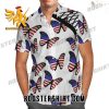 Quality Amazing American Flag Butterflies All Over Print 3D Hawaiian Shirt – White