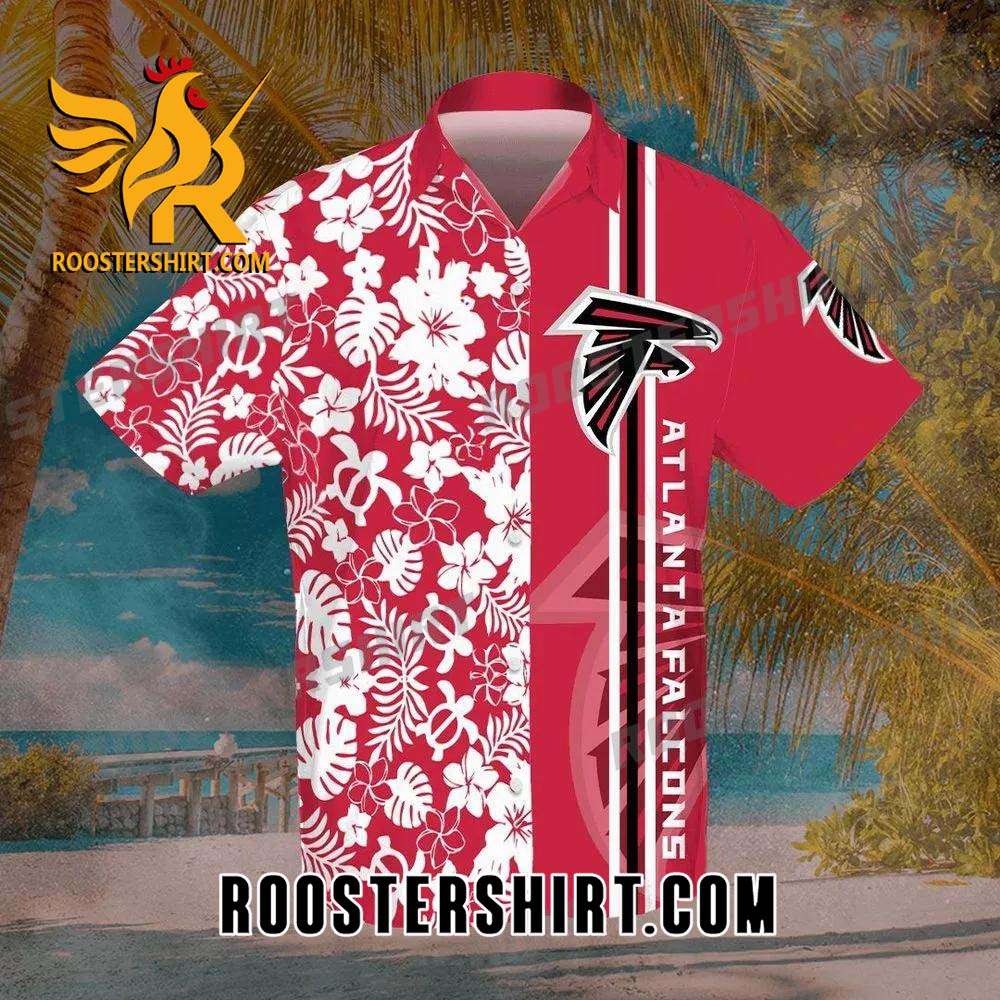 Quality Atlanta Falcons All Over Print 3D Flowery Short Sleeve Dress Shirt Hawaiian Summer Aloha Beach Shirt - Red