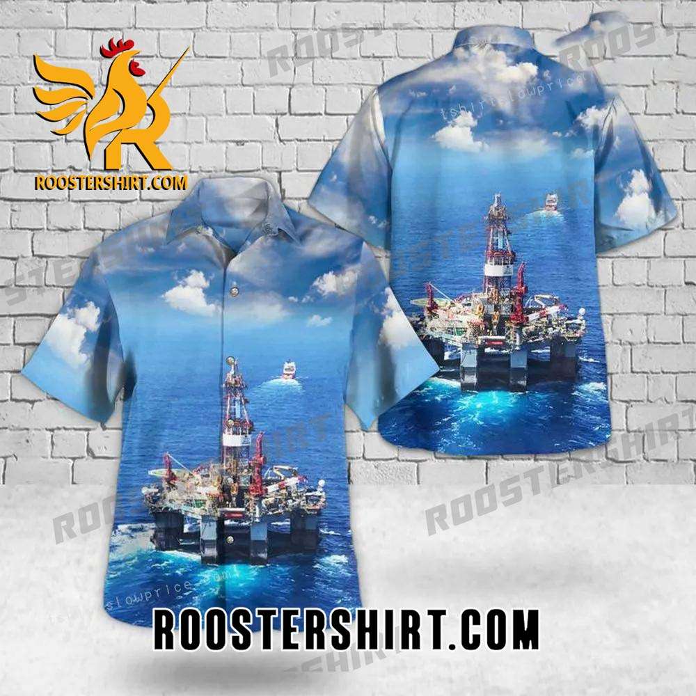 Quality Australia Offshore Drilling Rig Button Up Hawaiian Shirt