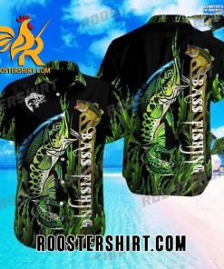 Quality Bass Fishing Black Green Cheap Hawaiian Shirt