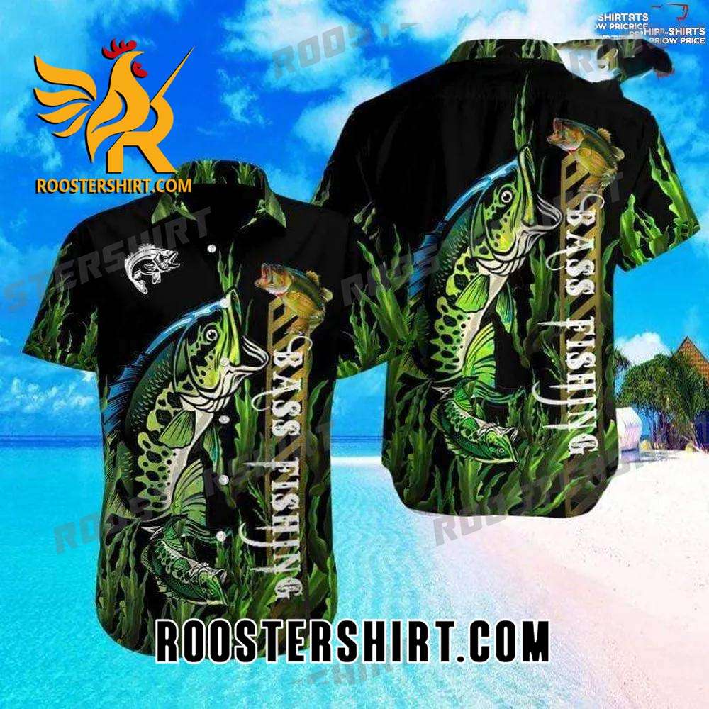 Quality Bass Fishing Black Green Cheap Hawaiian Shirt