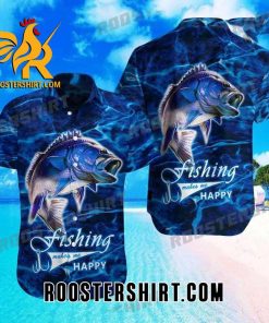 Quality Bass Fishing Fishing Make Me Happy Hawaiian Shirt Bass Fisherman Gift