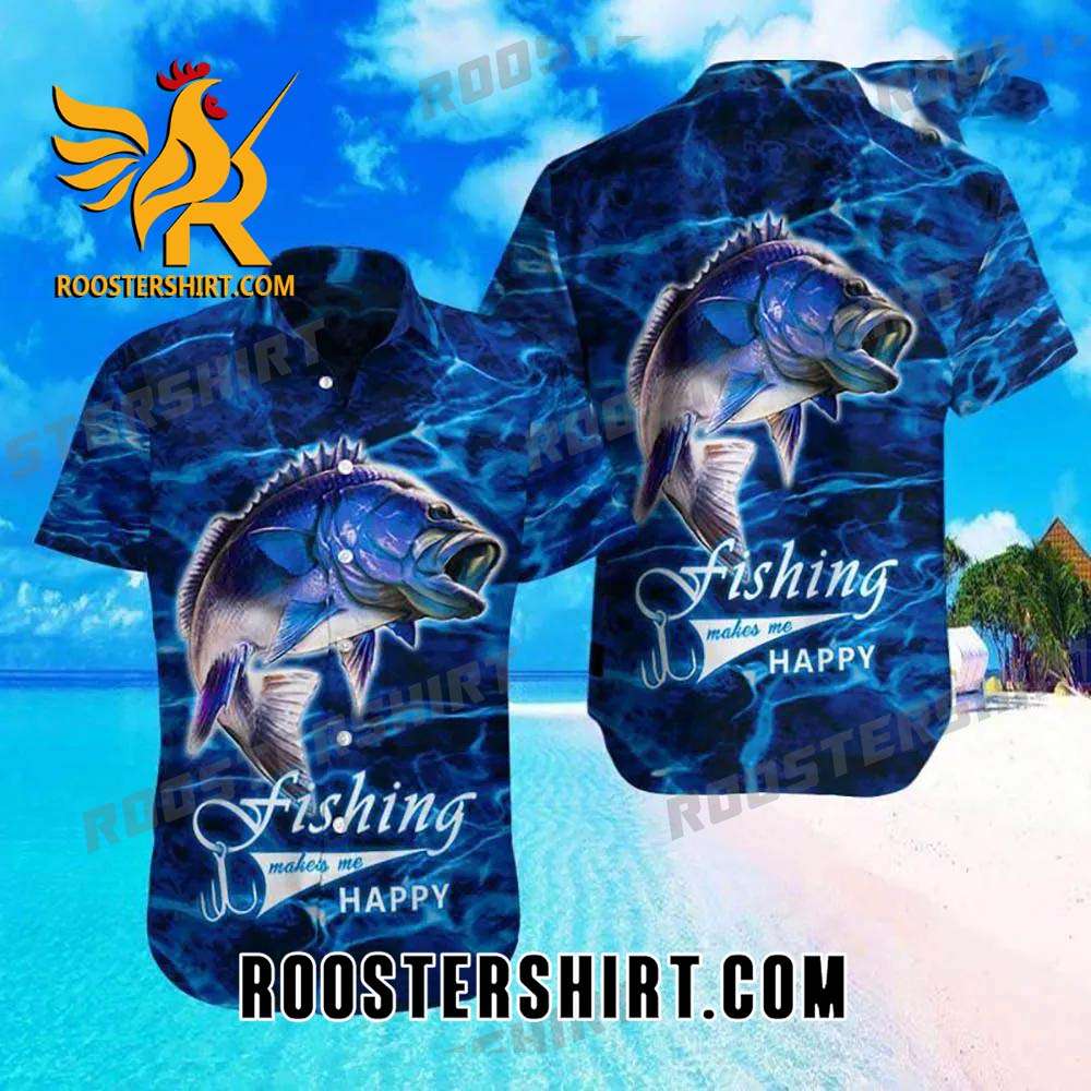 Quality Bass Fishing Fishing Make Me Happy Hawaiian Shirt Bass Fisherman Gift