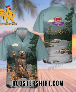 Quality Bear Drinks Crown Royal All Over Print 3D Forest Aloha Summer Beach Hawaiian Shirt