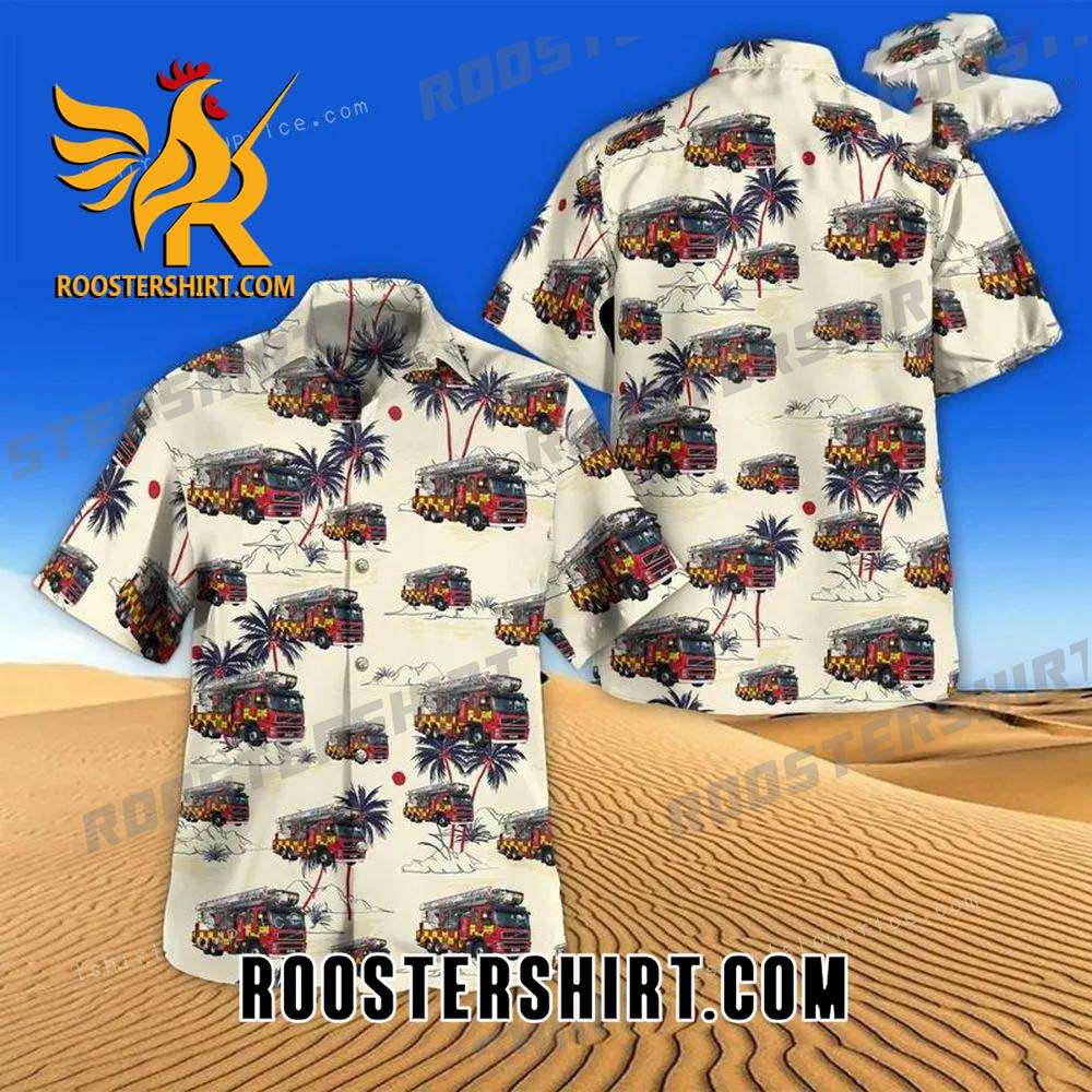 Quality Bedfordshire England United Kingdom Bedfordshire And Luton Fire And Rescue Service Aerial Ladder Platform Hawaiian Shirt Cheap