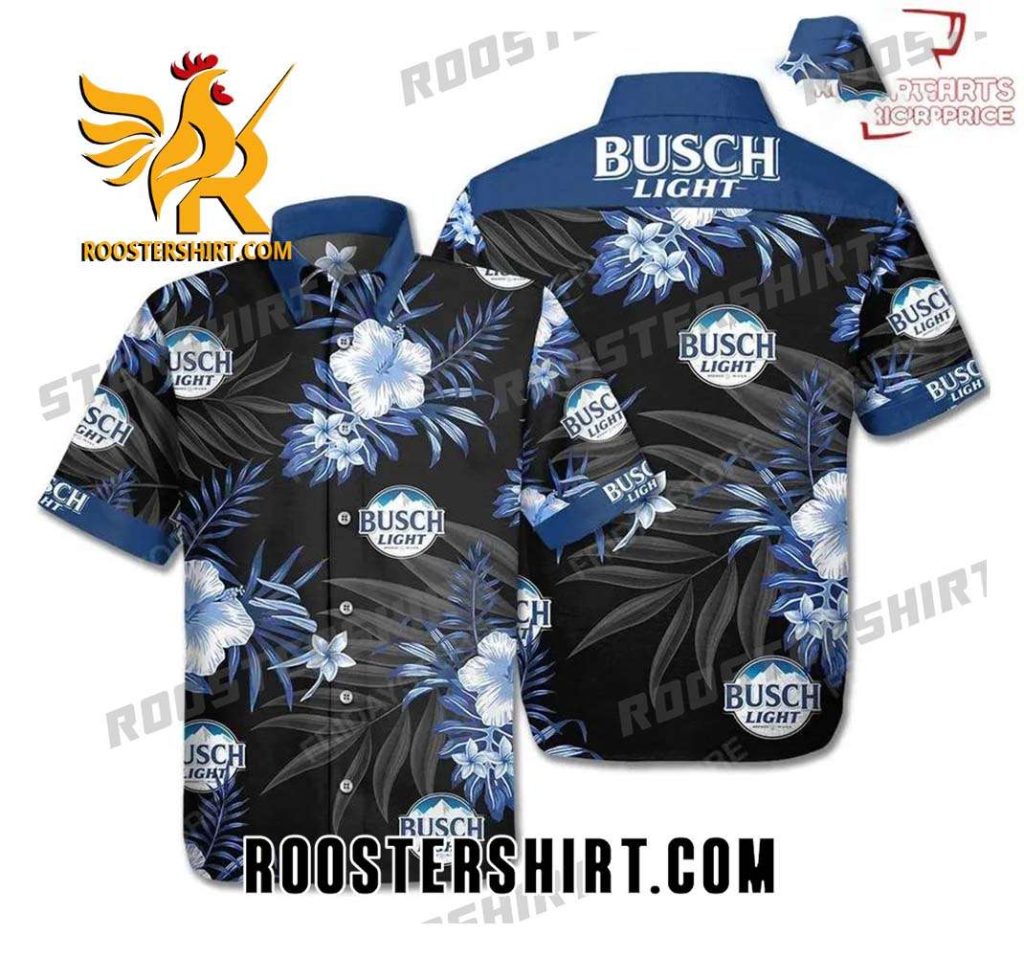 Quality Beer Busch Light Hibiscus Flower Pattern Hawaiian Shirt