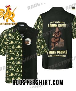 Quality Bigfoot Darryl Drink Coffee And Hate People Bigfoot Camping Hawaiian Shirt