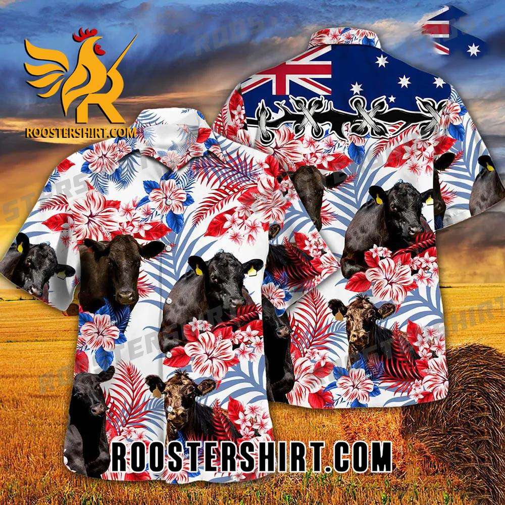Quality Black Angus Australia Flag Hawaiian Shirt
